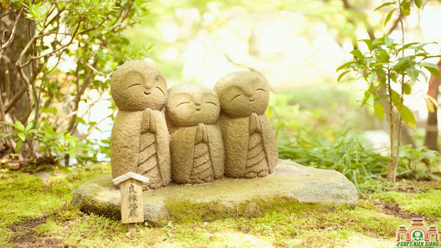 buddha statue garden moss stone leaves religion zen mood prayer 1920x1080